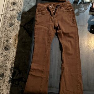 Brown denim boot-cut jeans